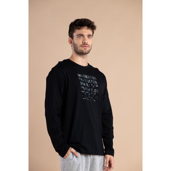 REMERA ESTAMPA IMAGINATION NEGRA