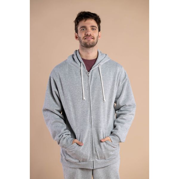 CAMPERA FELPA BASICA GRIS OSCURO