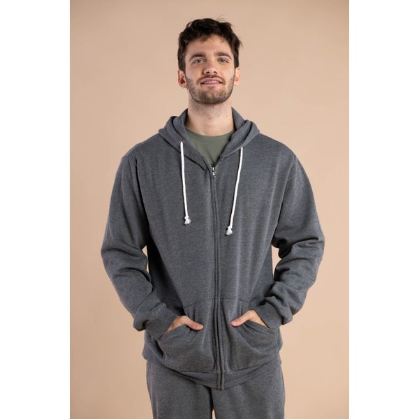 CAMPERA FELPA BASICA GRIS OSCURO