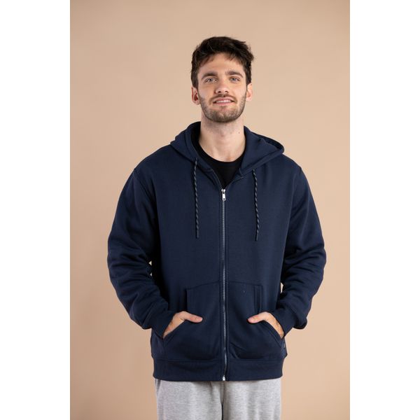 CAMPERA FELPA CON CAPUCHA MARINO