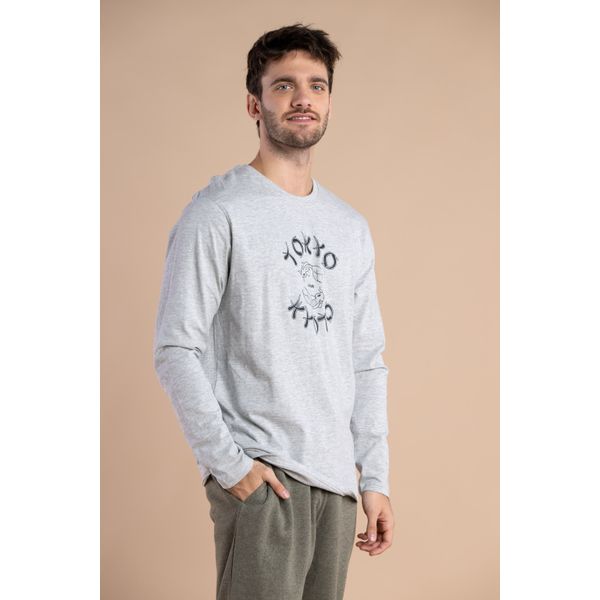 REMERA ESTAMPA TOKYO GRIS CLARO