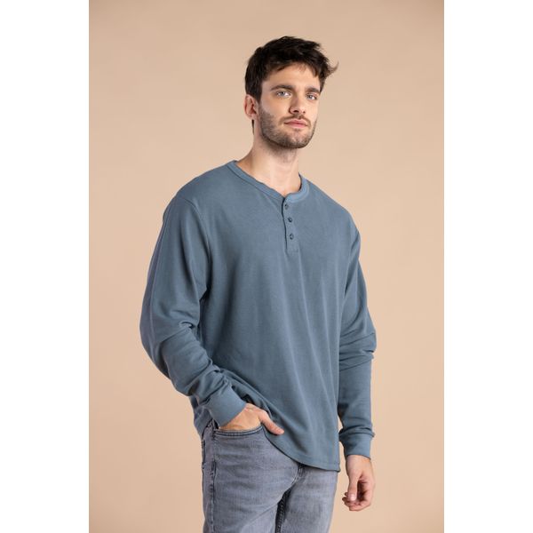 REMERA ALGODÓN TEJIDO CON BOTONES GRAFITO