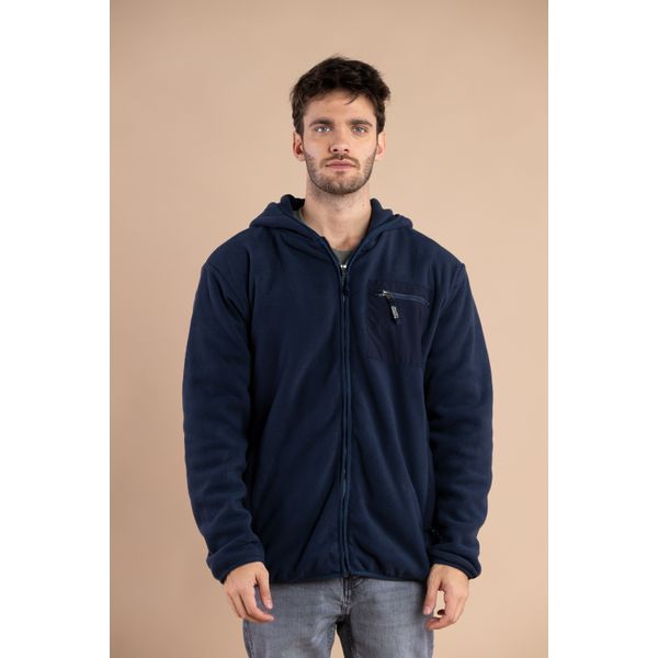 CAMPERA DOBLE POLAR CAPUCHA MARINO